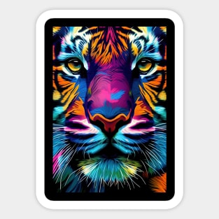 Pop Art Tiger Face In Vibrant Colors - A Unique and Playful Art Print For Animal Lovers Sticker